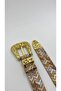 Women's Ethnic Patterned 3 cm Matte Gold Buckle Stylish Pu Leather Belt Suitable for Trousers, Jackets, and Dresses - 5