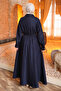 Navy Blue Zippered Denim Dress - 5