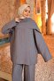 Smoked Shawl Detailed Tunic and Trousers Set - 3