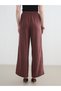 Brown Wideleg Women's Jean Trousers with Elastic Waist - 7