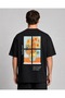 Unisex Black Oversize Sunflowers Sunflowers Van Gogh Printed T-Shirt
