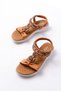 Zri̇n-608 Premium Tan Stone Elastic Daily Women's Sandals - 3