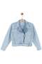 Nk Girl's Asymmetrical Zippered Denim Jacket 8-14 Years Light Blue
