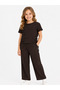 Girl's Twill Fabric Double Set with Glitter Detail on Top and Bottom