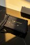 Black Women's Handbag with Gold Zipper Detail, Stylish Portfolio Bag - 6
