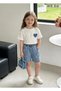 Girl's Heart Detailed Shorts and White T-Shirt 2-Piece Set |   Summer Combination Stylish Holiday Set |   3-7 Years Old - 3