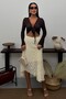 Women's Lace Skirt Lined Midi Length High Waist Textured Summer Long Skirt