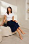 Pleated, Pleated, Lined, Belted, Navy Blue Skirt. - 3