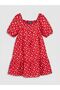 Lcw Kids Red Square Collar Floral Girl Dress - 2