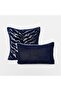 "Navy Zebra" Patterned Throw Pillow Cover Set - Silver