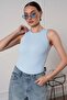 Women's Ribbed Look Crew Neck Basic Blouse Undershirt - 7