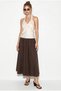 Women's Bitter Brown Elastic Waist Pocket Detailed 100% Cotton Long Flared Skirt 3792 60286246 - 3
