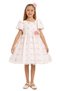 Polka Dot Watermelon Sleeve Flower Detailed Evening Dress Girl's Party and Birthday Dress 3-4-5-6-7 Years Old 35430Pr - 4