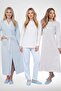 Women's Floral Patterned 4-Piece Large Size Long Sleeve Set Dressing Gown-Nightgown-Pajama Set %100 Cotton