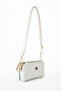 Women's Faux Leather 3-Compartment Metal Zipper Cross Strap Small Shoulder Bag White - 5