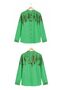 Women's Grass Green Judge Collar Patterned Shirt Arm-25Y001013 - 3