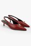 Women's Kaelis Red Leather Gold Buckle Detailed Mini Heeled Stiletto - 4