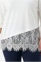 Women's White Large Size Crew Neck Tulle Detailed Half Sleeve T-Shirt Hzl26S-Zss19521 - 2