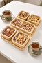 5-Piece Square Bamboo Snack Bowl with Stand - Coffee Side Serving Bowl with Lid Bamboo Bowl Breakfast Serving Bowl - 6