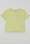 Girl's Crop T-Shirt with Stone Bow Print, Ages 7-12, Pistachio Green