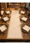 Antique Gold Stone Detailed Premium Runner 40X140 Napkin Set 38X38 - 4