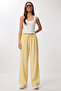 Wide Leg Summer Trousers with Pockets Lub0343 Yellow