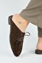 Mitzi Women's Genuine Leather Pleated Lace-Up Brown Slippers - 5