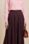 Elastic Waist Skirt-Burgundy - 4