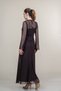 Women Summer Coffee Chic Crew Neck Long Sleeve Embroidered Tulle Stylish Casual Comfortable Dress 50376 - 3
