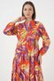 Women's Shirt Collar, Gathered Waist, Floral Patterned Viscose B.Lila Hijab Dress - 2