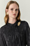 Satin Black/Ecru Dress with Scarf Detail and Belt 0601 - 5