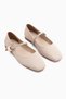 Amilia Beige Buckle Detailed Blunt Toe Women's Ballerinas - 3