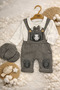 Teddy Bear Embroidered Baby Boy Stylish Salopet, Bow Tie Bodysuit and Cap Hat 3-Piece Set 0-12 Months - 3