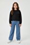 Black Floral Embroidered Girls' 2-Piece Set with Badi Jean Pants 24158 - 5