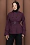 Short Belted Stylish Trench Coat Plum - 4