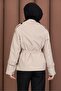 Short Belted Stylish Trench Coat Cream - 6