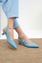 Vega Blue Color Short Heeled Women's Shoes - 4