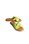 Nira Neon Green Genuine Leather Women's Slippers - 3