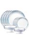 Ocean Blues 16pc, Chip & Break Resistant Dinnerware Set, Service for 4, Dinner Plates and Dinner Bowls, White