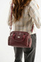 Women's Multi-Compartment Burgundy Adjustable Crossbody Hand and Shoulder Bag - 3