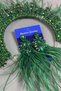 Green Sirius Crystal Beaded Feathered Bridal Henna Crown and Earring - 4