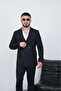 Slim Fit Men's Pointed Collar Striped Double Breasted Suit - 2