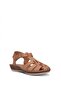 Elit Erlbay26018 Women's Genuine Leather Flat Sandals Brown - 3