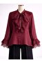 Lace Detailed Shirt with Ties - 3