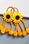 Sunflower Figured Pompom Rubber Buckle Set - 2-Piece Yellow Flower Children's Hair Accessory - 6