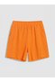 Orange Textured Girls' Shorts with Elastic Waist - 2