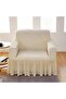 Crinkled Sofa Couch Cover Set Elastic Skirted Sofa Couch Slipcover 3+3+1+1 Standard - 3