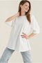 Oversize Women's T-Shirt 2 Thread Fabric Crew Neck Low Sleeve Basic Casual Top
