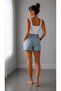Women's Baby Blue Shorts Modal Fabric Soft Textured Stretchy Lycra Lace up Double Pocket Shorts - 4