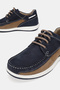 Men's Dark Blue Nubuck Genuine Natural Leather Eva Sole Lace-Up Daily Shoes - 4